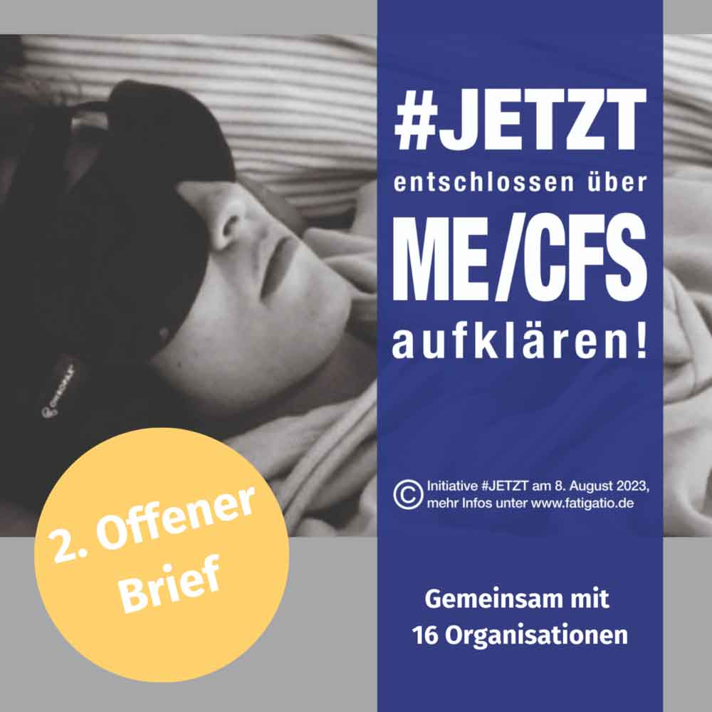 Grafik mit Frau mit Maske. Auf der Grafik steht: Jetzt mitmachen und über ME/CFS aufklären! Grafik mit Frau mit Maske. Auf der Grafik steht: Jetzt mitmachen und über ME/CFS aufklären!