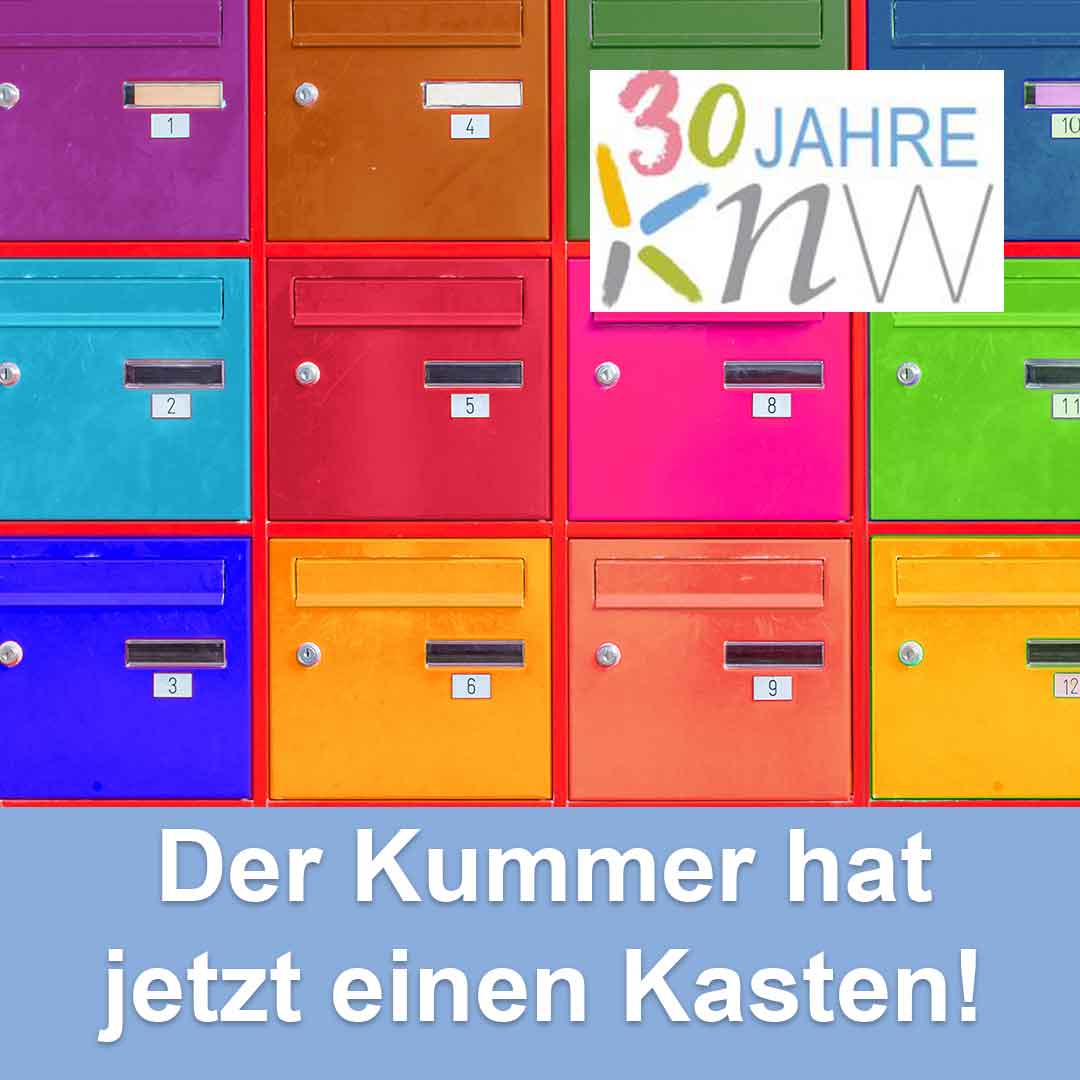 30 Jahre Kindernetzwerk Der Kummer hat jetzt einen Kasten. Ein Photo von vielen bunten Briefkästen.