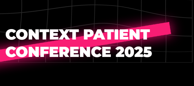 Schwarzes Bild mit weißer Schrift: Context Patient Conference Schwarzes Bild mit weißer Schrift: Context Patient Conference